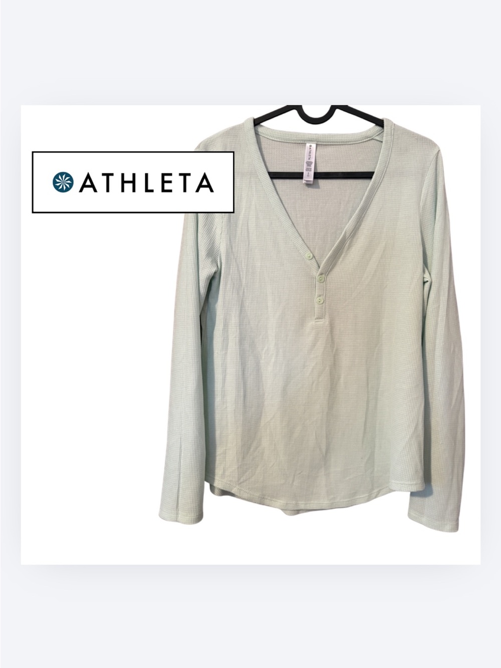 Athleta Light Sage Long Sleeve Henley Top